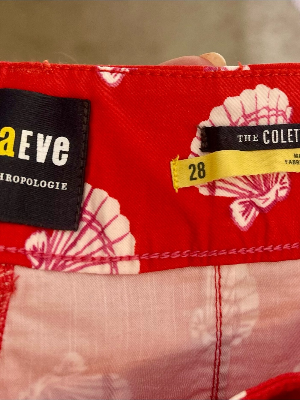Maeve Colette High-Rise Red Shell Printed Cropped Wide-Leg Pants Size 28 - Picture 9 of 10
